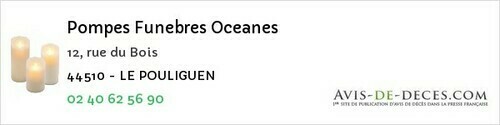 Avis de décès - Saint-Léger-Les-Vignes - Pompes Funebres Oceanes