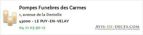 Avis de décès - Beaune-sur-Arzon - Pompes Funebres des Carmes