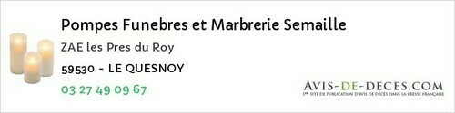 Avis de décès - Thumeries - Pompes Funebres et Marbrerie Semaille