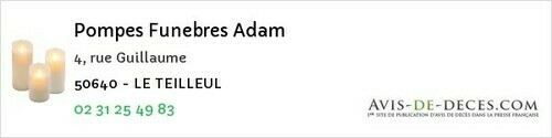 Avis de décès - Servon - Pompes Funebres Adam