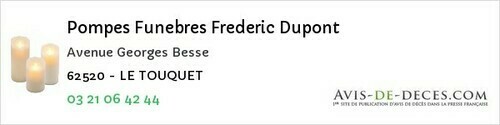 Avis de décès - Wimille - Pompes Funebres Frederic Dupont