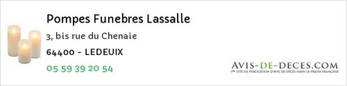 Avis de décès - Labastide-Monréjeau - Pompes Funebres Lassalle