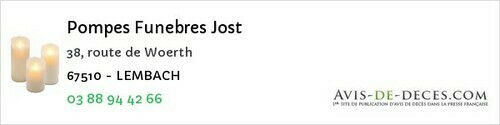 Avis de décès - Griesheim-près-Molsheim - Pompes Funebres Jost