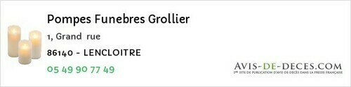 Avis de décès - La Ferrière-Airoux - Pompes Funebres Grollier