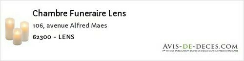Avis de décès - Lens - Chambre Funeraire Lens