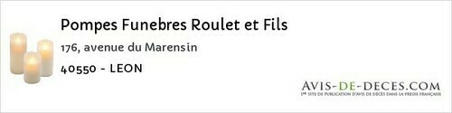 Avis de décès - Léon - Pompes Funebres Roulet et Fils