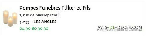 Avis de décès - Saint-Julien-les-Rosiers - Pompes Funebres Tillier et Fils