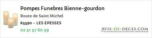 Avis de décès - Saint-André-Treize-Voies - Pompes Funebres Bienne-gourdon