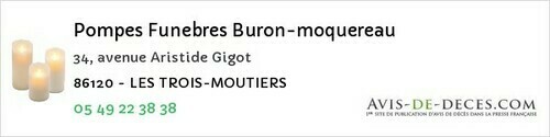 Avis de décès - La Ferrière-Airoux - Pompes Funebres Buron-moquereau