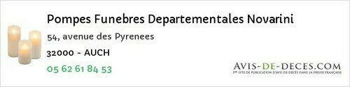 Avis de décès - Auch - Pompes Funebres Departementales Novarini