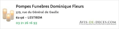 Avis de décès - Le Touquet-Paris-Plage - Pompes Funebres Dominique Fleurs