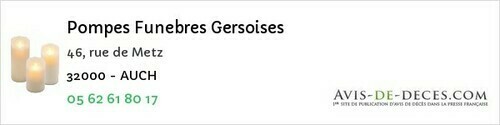 Avis de décès - Ornézan - Pompes Funebres Gersoises