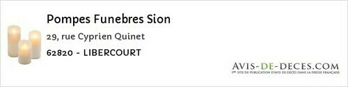 Avis de décès - Haisnes - Pompes Funebres Sion