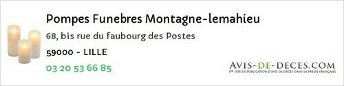 Avis de décès - Grande-Synthe - Pompes Funebres Montagne-lemahieu