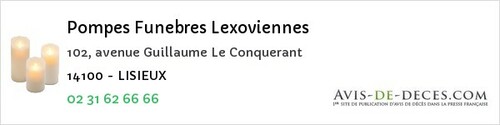Avis de décès - Villons-les-Buissons - Pompes Funebres Lexoviennes