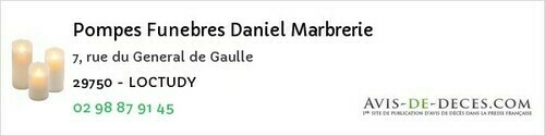 Avis de décès - Plomodiern - Pompes Funebres Daniel Marbrerie