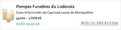 Avis de décès - Laurens - Pompes Funebres du Lodevois