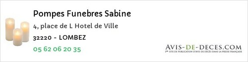 Avis de décès - Ladevèze-Rivière - Pompes Funebres Sabine
