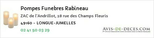 Avis de décès - Cossé-D'anjou - Pompes Funebres Rabineau