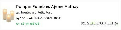 Avis de décès - Bondy - Pompes Funebres Ajeme Aulnay