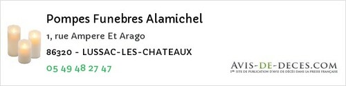 Avis de décès - Chalais - Pompes Funebres Alamichel
