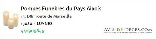 Avis de décès - Cabannes - Pompes Funebres du Pays Aixois