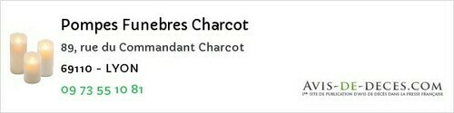Avis de décès - La Mulatière - Pompes Funebres Charcot
