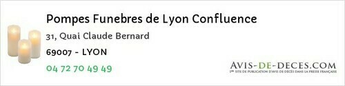 Avis de décès - Haute-Rivoire - Pompes Funebres de Lyon Confluence