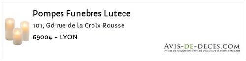 Avis de décès - Quincié-en-Beaujolais - Pompes Funebres Lutece