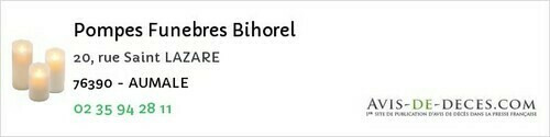 Avis de décès - Canteleu - Pompes Funebres Bihorel