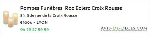 Avis de décès - Lamure-sur-Azergues - Pompes Funèbres Roc Eclerc Croix Rousse