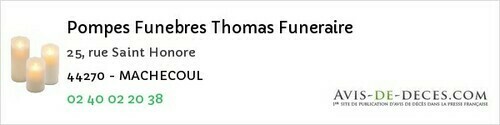 Avis de décès - Cheix-en-Retz - Pompes Funebres Thomas Funeraire