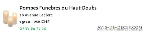 Avis de décès - Fournet-Blancheroche - Pompes Funebres du Haut Doubs