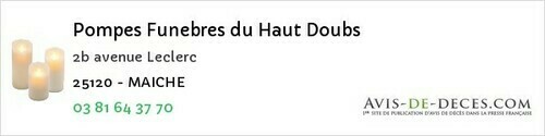 Avis de décès - Mazerolles-le-Salin - Pompes Funebres du Haut Doubs