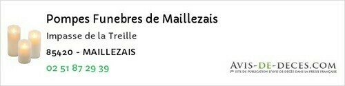 Avis de décès - Le Bernard - Pompes Funebres de Maillezais