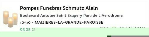 Avis de décès - Bayel - Pompes Funebres Schmutz Alain