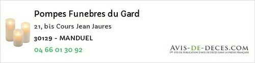 Avis de décès - Caissargues - Pompes Funebres du Gard