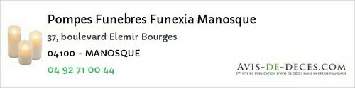 Avis de décès - Aubenas-les-Alpes - Pompes Funebres Funexia Manosque