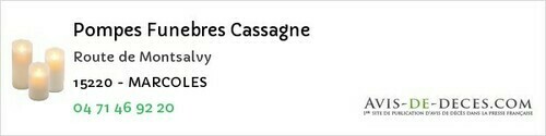 Avis de décès - Peyrusse - Pompes Funebres Cassagne