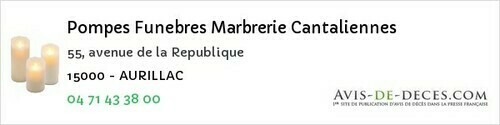 Avis de décès - Peyrusse - Pompes Funebres Marbrerie Cantaliennes