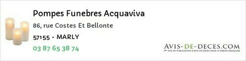 Avis de décès - Knutange - Pompes Funebres Acquaviva
