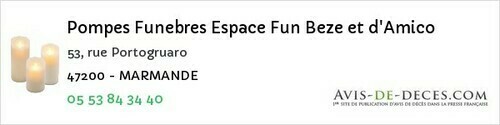 Avis de décès - Lauzun - Pompes Funebres Espace Fun Beze et d'Amico