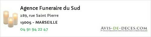 Avis de décès - Saint-Savournin - Agence Funeraire du Sud