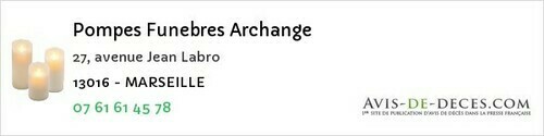 Avis de décès - Mollégès - Pompes Funebres Archange