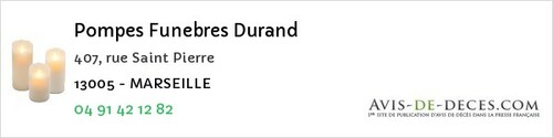 Avis de décès - Lançon-Provence - Pompes Funebres Durand