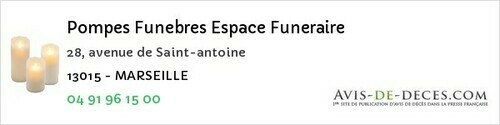 Avis de décès - Marseille - Pompes Funebres Espace Funeraire