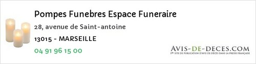 Avis de décès - Marseille - Pompes Funebres Espace Funeraire