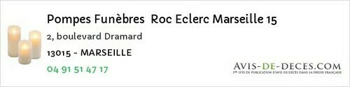 Avis de décès - Mollégès - Pompes Funèbres Roc Eclerc Marseille 15