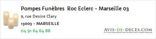 Avis de décès - Grans - Pompes Funèbres Roc Eclerc - Marseille 03
