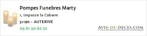 Avis de décès - Montsaunès - Pompes Funebres Marty